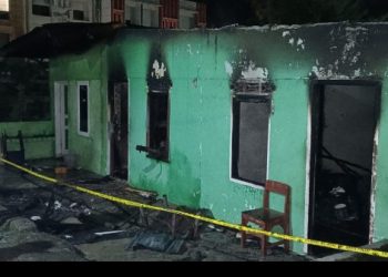 Polsek Siantar Martoba Cek TKP Kebakaran Diduga Hubungan Arus Pendek Listrik.
