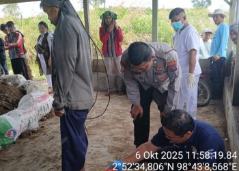 Polres Simalungun Evakuasi Korban Gantung Diri di Perladangan Purba Tongah.