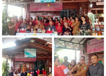 Teks Foto : Sambutan Dari ketua LPK Yuni Phea & Foto Bersama Serta Penyerahan Sertifikat ( Kolase ). 