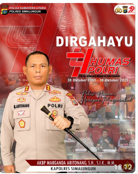 Kapolres Simalungun Ucapkan Selamat Hari Jadi Ke - 74 Humas Polri, Usung Tema "Polisi Humanis Harapan Masyarakat".