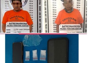 Sat Resnarkoba Polres Pematangsiantar Tangkap Dua Orang Pemilik Sabu 3,20 Gram di Jalan Sisingamangaraja.
