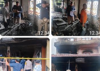 Polsek Siantar Timur Dampingi Tim Labfor Polda Sumut Olah TKP Kebakaran Rumah di Jalan Udang.