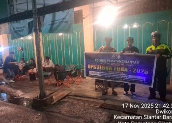 Ops Zebra Toba 2025, Sat Lantas Polres Pematangsiantar Penyuluhan Dimalam Hari.