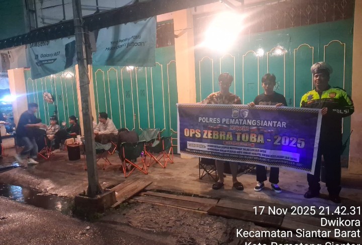 Ops Zebra Toba 2025, Sat Lantas Polres Pematangsiantar Penyuluhan Dimalam Hari.