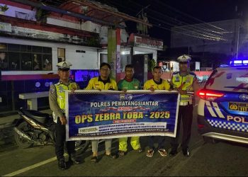 Ops Zebra Toba 2025, Polres Pematangsianțar Sosialiasi di Jalan WR Supratman.