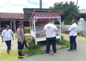 Bhabinkamtibmas Polsek Siantar Marihat Sambangi Satkamling Jalan Farel Pasaribu.