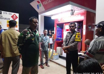 Cegah Kerusuhan Saat Kelangkaan BBM, Bhabinkamtibmas Bosar Maligas Kawal Ketat Distribusi Pertamax di SPBU.
