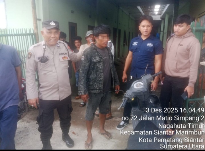 Polsek Siantar Marihat Amankan Pria Diduga Pelaku Pencurian.