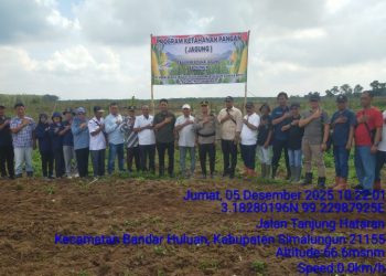 Kapolsek Perdagangan Hadiri Penanaman Perdana Jagung di Lahan 72,5 H PTPN IV Bandar Betsy.