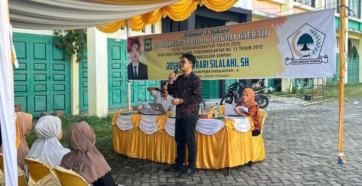 Anggota DPRD Pematangsiantar Dari Fraksi Golkar Indonesia Joshua Ferrary Silalahi, SH Sosialisasikan Perda Pengelolaan Sampah di Pematangsiantar.