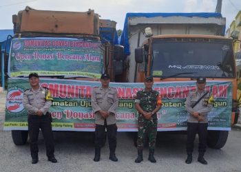 Polsek Bosar Maligas Dampingi Pelepasan Donasi Kemanusiaan Untuk Korban Bencana Aceh Tamiang.