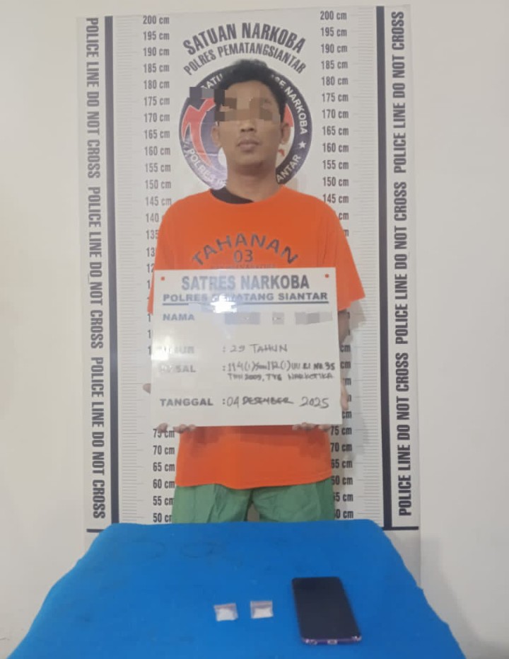 Polres Pematangsiantar Ungkap Sabu 2.32 Gram di Jalan Seram, Seorang Residivis Ditangkap.