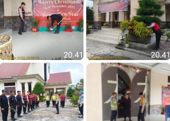 Jelang Ibadah Natal, Polres Pematangsiantar Bersama Kompi 2 Yon B Sat Brimob Polda Sumut Sterilisasi Gereja Perioritas.