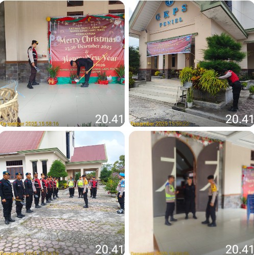 Jelang Ibadah Natal, Polres Pematangsiantar Bersama Kompi 2 Yon B Sat Brimob Polda Sumut Sterilisasi Gereja Perioritas.