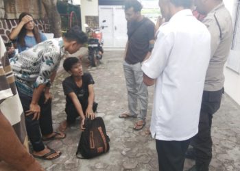 Polsek Siantar Barat Amankan Terduga Pelaku Pencurian Meteran Air di Gang Surga.