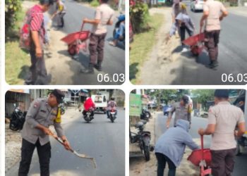 Bhabinkamtibmas Polsek Siantar Martoba Lakukan Pengecekan Respon Keluhan Warga di jalan Rakutta Sembiring.
