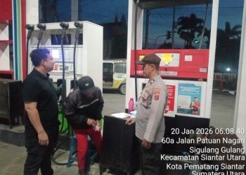 Polsek Siantar Utara Cek TKP Dugaan Pencurian HP di SPBU Jalan SM. Raja.
