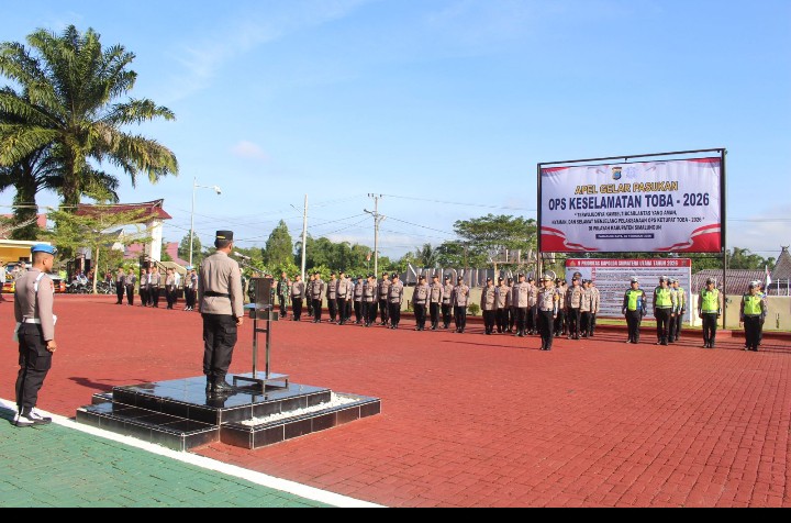 Polres Simalungun Gelar Apel Pasukan Operasi Keselamatan Toba 2026, Libatkan Seluruh PJU dan Instansi Terkait.