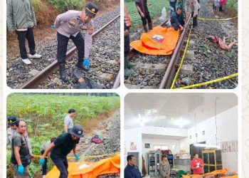 Reaksi Cepat Polres Simalungun Tangani Warga Tertabrak Kereta Api di Jalur Rel Dolok Merangir.