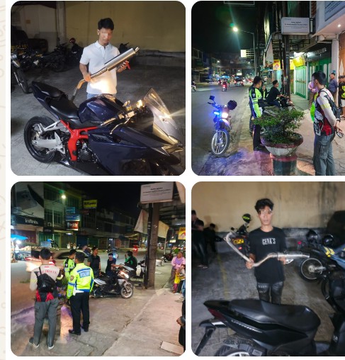 Jaga Ketertiban Dimalam Hari Polres Pematangsiantar Amankan Delapan Sepedamotor Knalpot Brong.