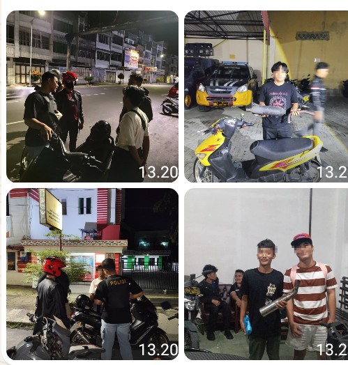 Timsus Dayok Mirah Polres Pematangsiantar Amankan Lima Sepedamotor Knalpot Brong.