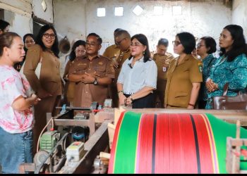 Ketua TP PKK Sekaligus Ketua Dekranasda Kota Pematangsiantar Ny Liswati Wesly Silalahi Kunjungi Lima Pelaku UMKM Serta IKM.