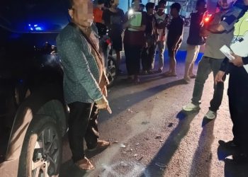 Polres Pematangsiantar Respon Cepat Cek TKP Laporan Laka Lantas di Jalan Rakutta Sembiring.