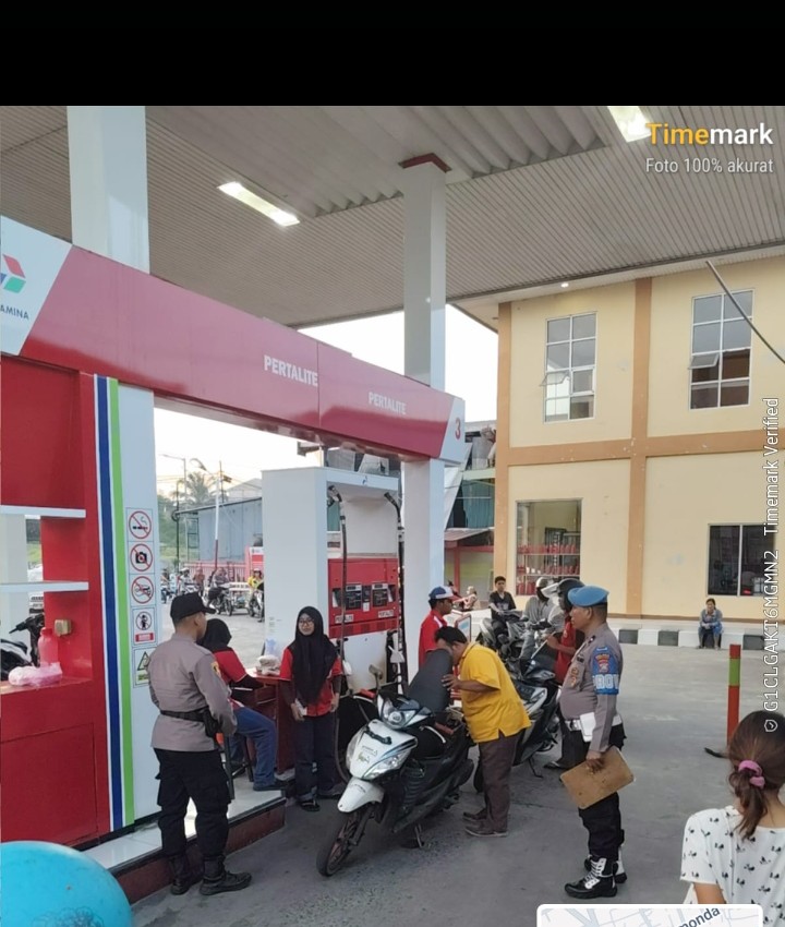 Antisipasi Gangguan Kamtibmas, Polsek Siantar Selatan Monitoring Pengisian BBM di SPBU.