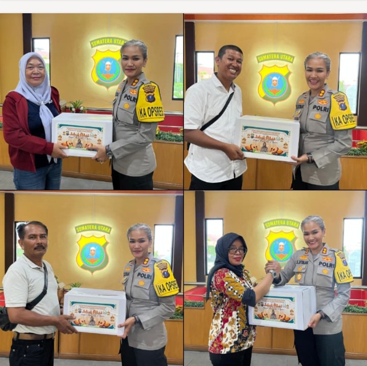 Kapolres Pematangsiantar Bagikan Parcel Lebaran Kepada Wartawan Unit Yang Merayakan Idul Fitri.