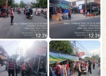 Berikan Kenyamanaan Saat Berbuka, Sat Samapta Polres Pematangsiantar Patroli Tempat Penjualan Takjil.