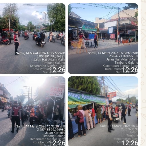Berikan Kenyamanaan Saat Berbuka, Sat Samapta Polres Pematangsiantar Patroli Tempat Penjualan Takjil.