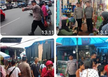 Polsek Siantar Barat Tingkatkan Patroli Jalan Kaki Diseputaran Pasar Horas Cegah 3C & Premanisme.