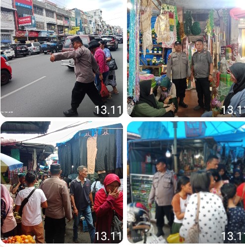 Polsek Siantar Barat Tingkatkan Patroli Jalan Kaki Diseputaran Pasar Horas Cegah 3C & Premanisme.