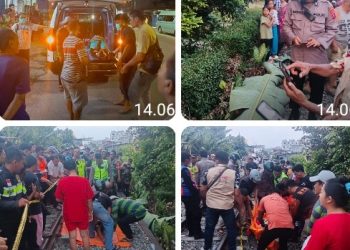 Polres Pematangsiantar Cek TKP & Evakuasi Korban Tertabrak Kereta Api.
