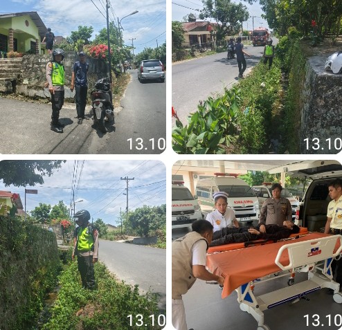 Petugas Pos Pam VI Simpang Sidamanik Respon Cepat Tolong Korban Laka Lantas.