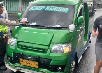 Sat Lantas Polres Pematangsiantar Gencarkan Sosialisasi Tertib Berlalu Lintas di Jalan Sutomo.