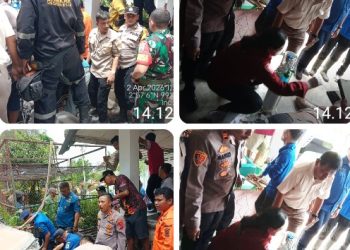 Polsek Siantar Barat Cek TKP & Evakuasi Pekerja Tertimpa Reruntuhan Bangunan.
