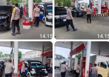 Polsek Siantar Timur Monitoring Penyaluran BBM di Dua SPBU, Harga Subsidi & Non Subsidi Normal.