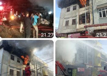 Polres Pematangsiantar Cek TKP Laporan Kebakaran di Jalan Thamrin.