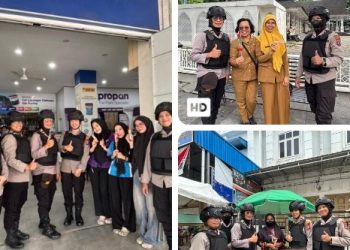 Srikandi Polwan Polres Pematangsianțar Gelar Patroli Dialogis dan Berikan Bunga Hari Kartini kepada Masyarakat.
