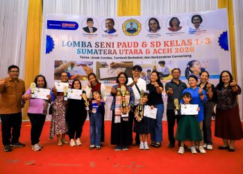 Ketua TP PKK Kota Pematangsiantar Ny Liswati Wesly Silalahi Diwakili Sekretaris Ny Rasta Eliya Ginting Hadiri Lomba PAUD & SD Kelas 1-3 Tingkat Provinsi Sumut.