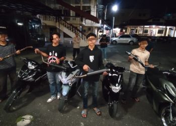 Polres Pematangsiantar Patroli Hingga Subuh, Empat Sepedamotor Knalpot Brong Diamankan.