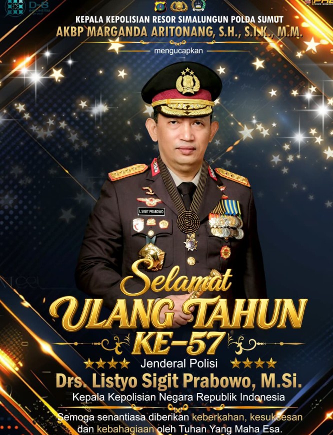 Polres Simalungun Ucapkan Selamat Ulang Tahun Ke - 57 Kapolri Jenderal Listyo Sigit Prabowo, Wujud Nyata Polri Humanis & Berintegritas.
