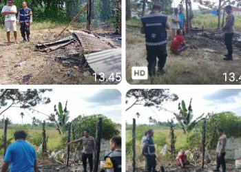 Polsek Sianțar Martoba Cek TKP Kebakaran Rumah di Jalan Parbebsi.