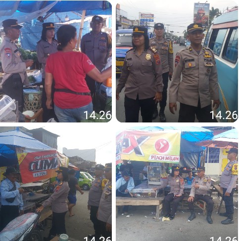 Kapolsek Siantar Utara Patroli Jalan Kaki & Silaturahmi di Pasar.