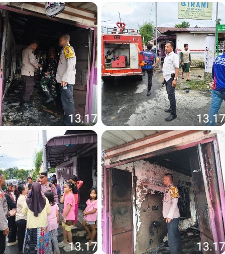 Kapolsek Siantar Marihat Turun Langsung Cek TKP Kebakaran Warung.