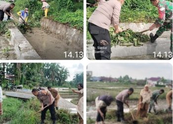Bhabinkamtibmas Polsek Siantar Martoba Bersama Tiga Pilar & Warga Gotong Royong di Jalan Sibatu Batu.