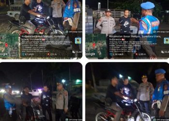 Polsek Bosar Maligas Sikat Jalanan Malam Hari, Patroli Blue Light Antisipasi Balap Liar, Geng Motor, dan Kejahatan 3C di Jalur Sei Mangke.