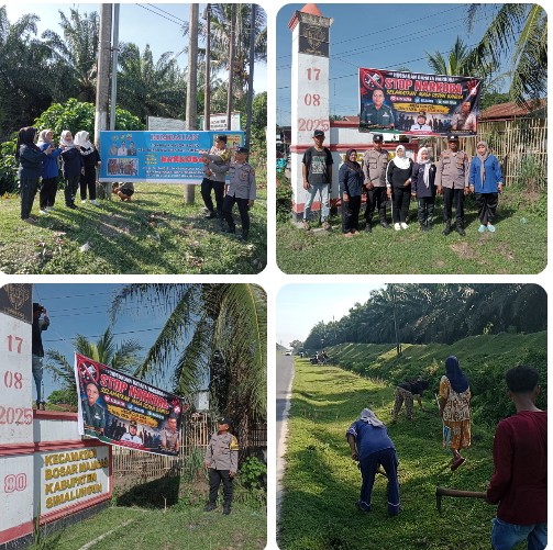 Kapolsek Bosar Maligas Gelar Gotong Royong & Sosialisasi Anti-Narkoba, Warga Nagori Boluk Nyatakan Komitmen Perangi Narkoba.
