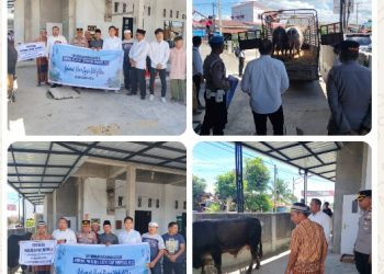 Polres Pematangsiantar Serahkan Bantuan Hewan Kurban Dari Kapolri & Kapolda Sumut di Mesjid Nurul Ikhwan.